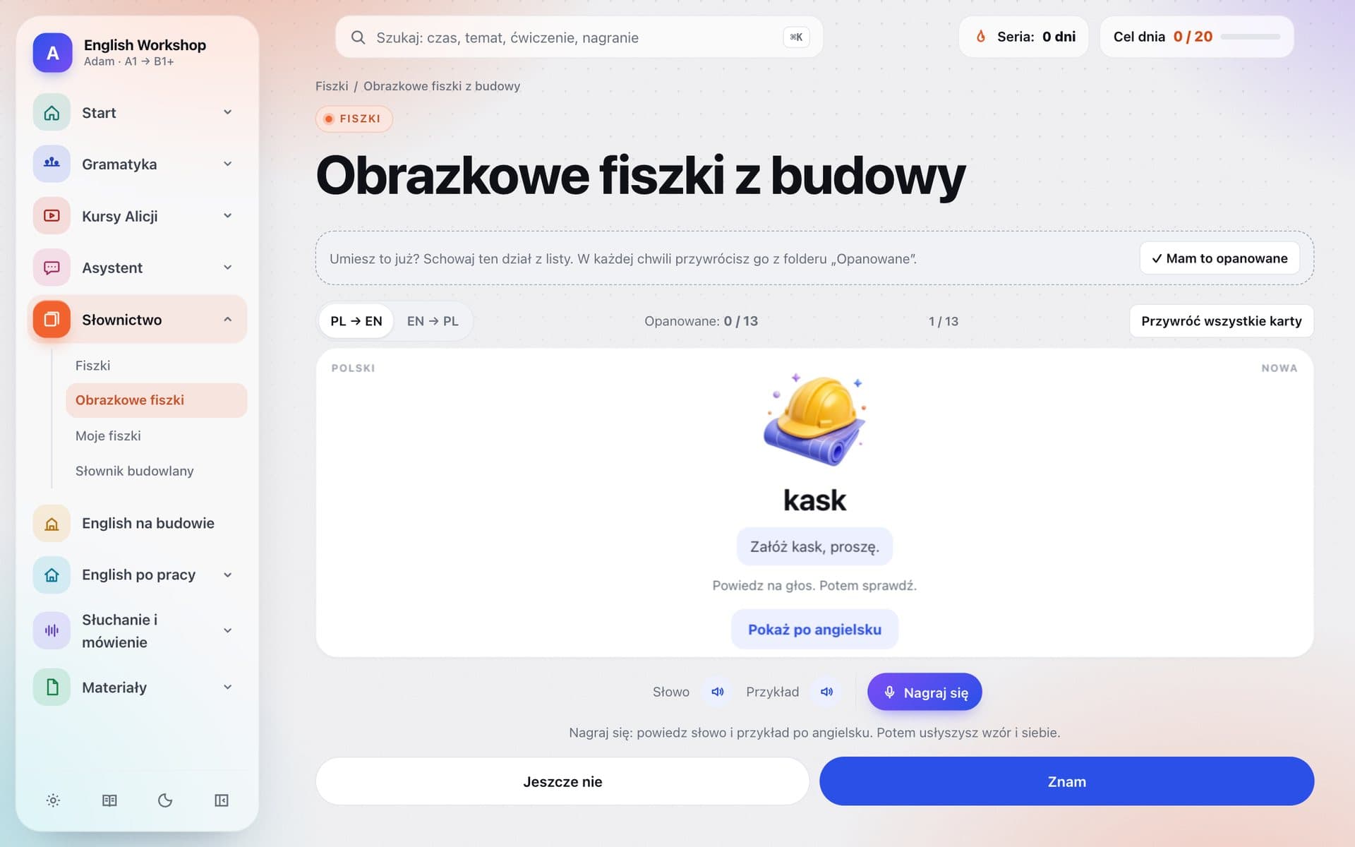 Obrazkowe fiszki