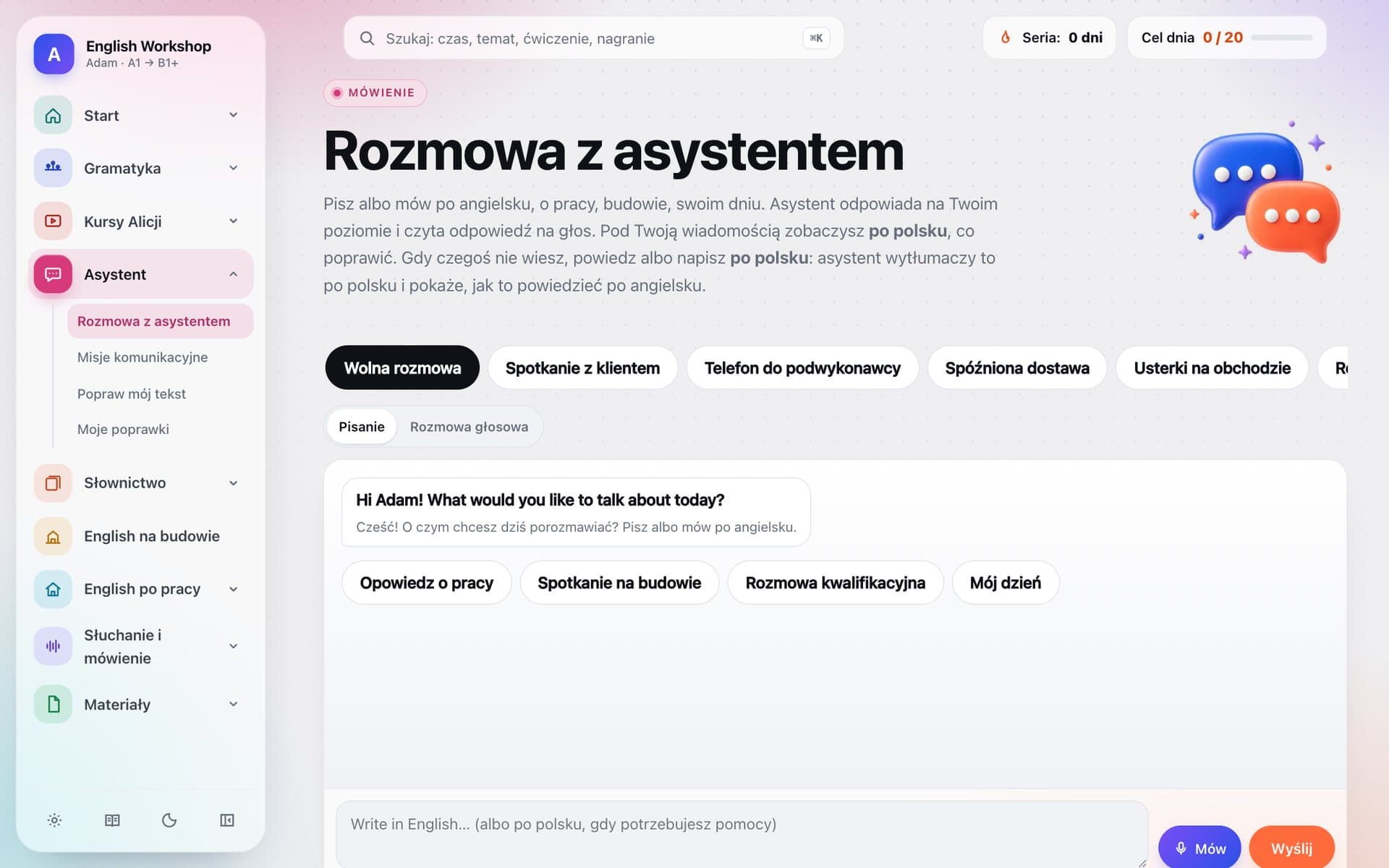 Asystent AI do rozmowy