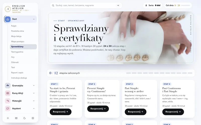 Sprawdziany i certyfikaty